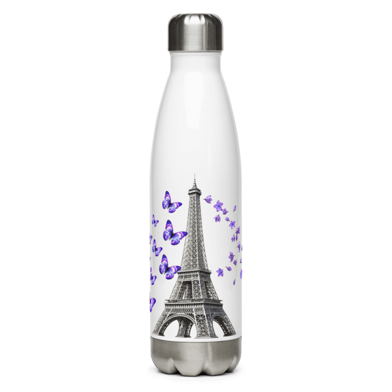 tsgabrielle® • Paris - La TourEiffel • Water Bottle • White • Stainless Steel • 17 oz - 500ml - View 1