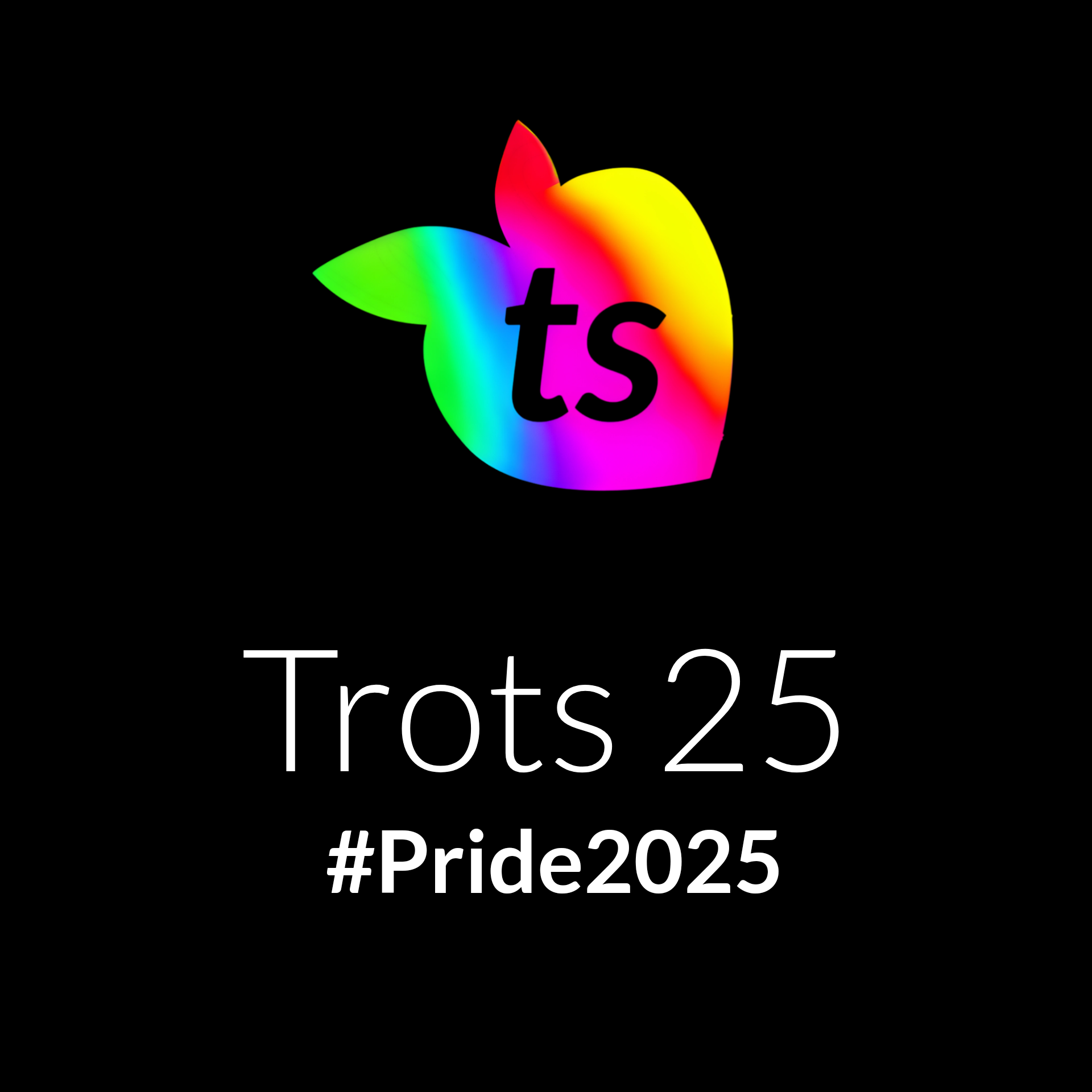Colorful logo with 'ts' on a black background, featuring '#Pride2025'.