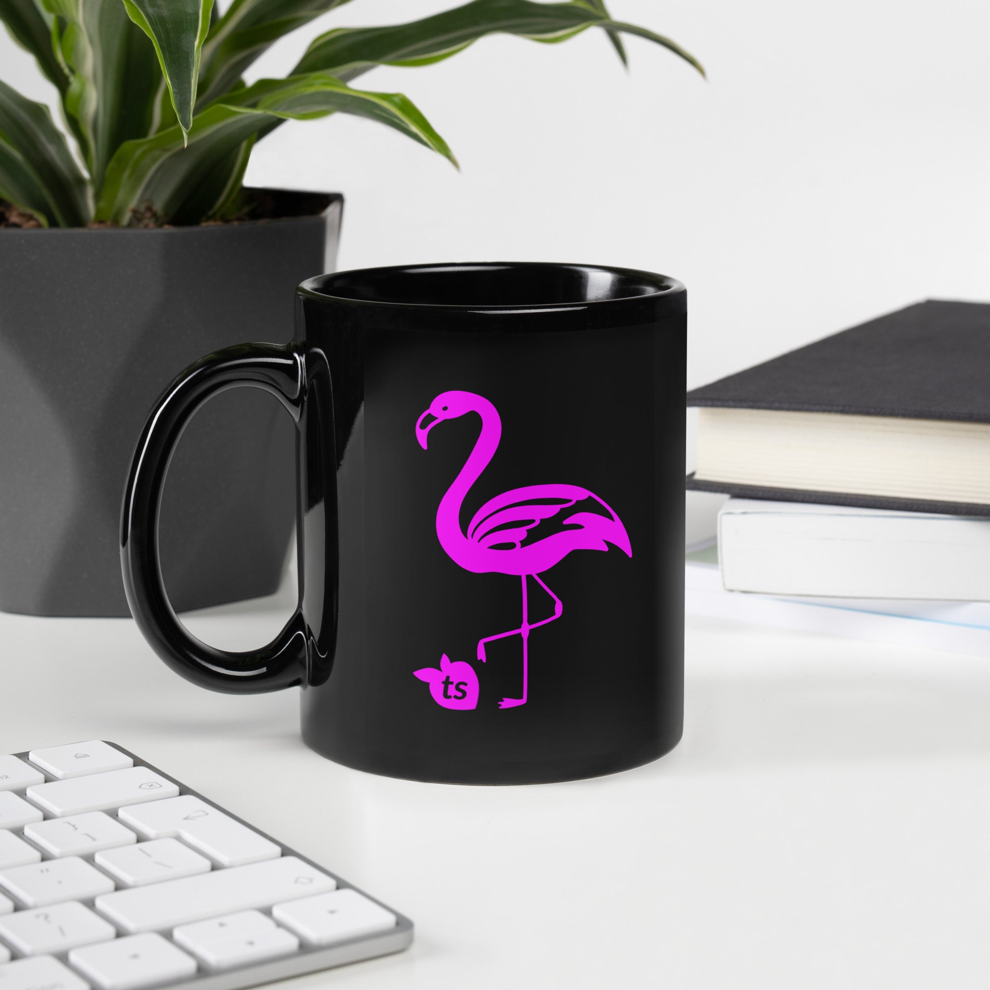tsgabrielle • Flamant Rose • Glanzende mok • Zwart • Keramiek • 2 maten