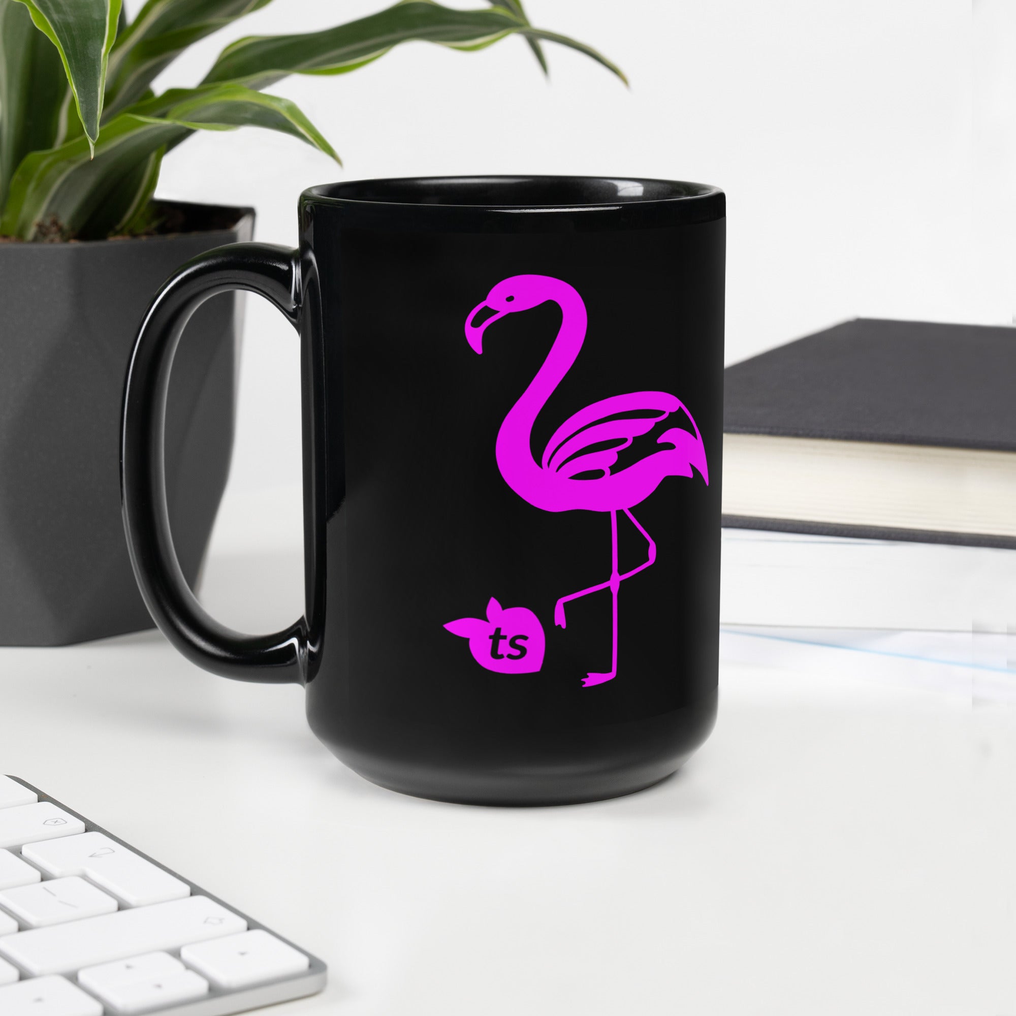 tsgabrielle • Flamant Rose • Glanzende mok • Zwart • Keramiek • 2 maten