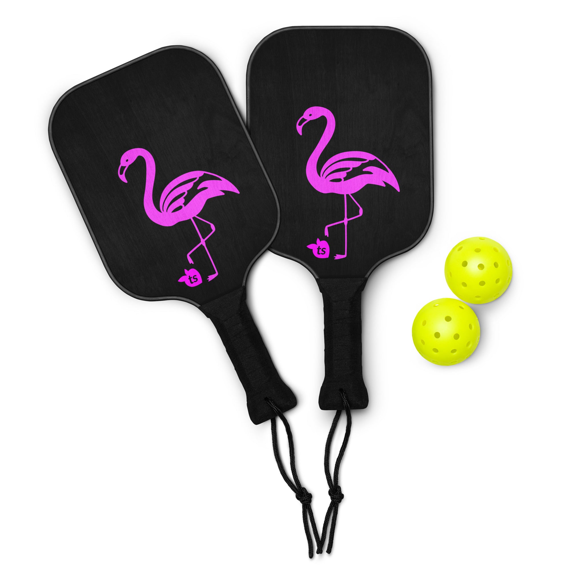 tsgarielle® • Flamant Rose • Pickleball Paddle Set • Black