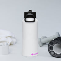 tsgabrielle® • Flamant Rose • Waterfles met rietje • Roestvrij staal • Wit • 32 oz