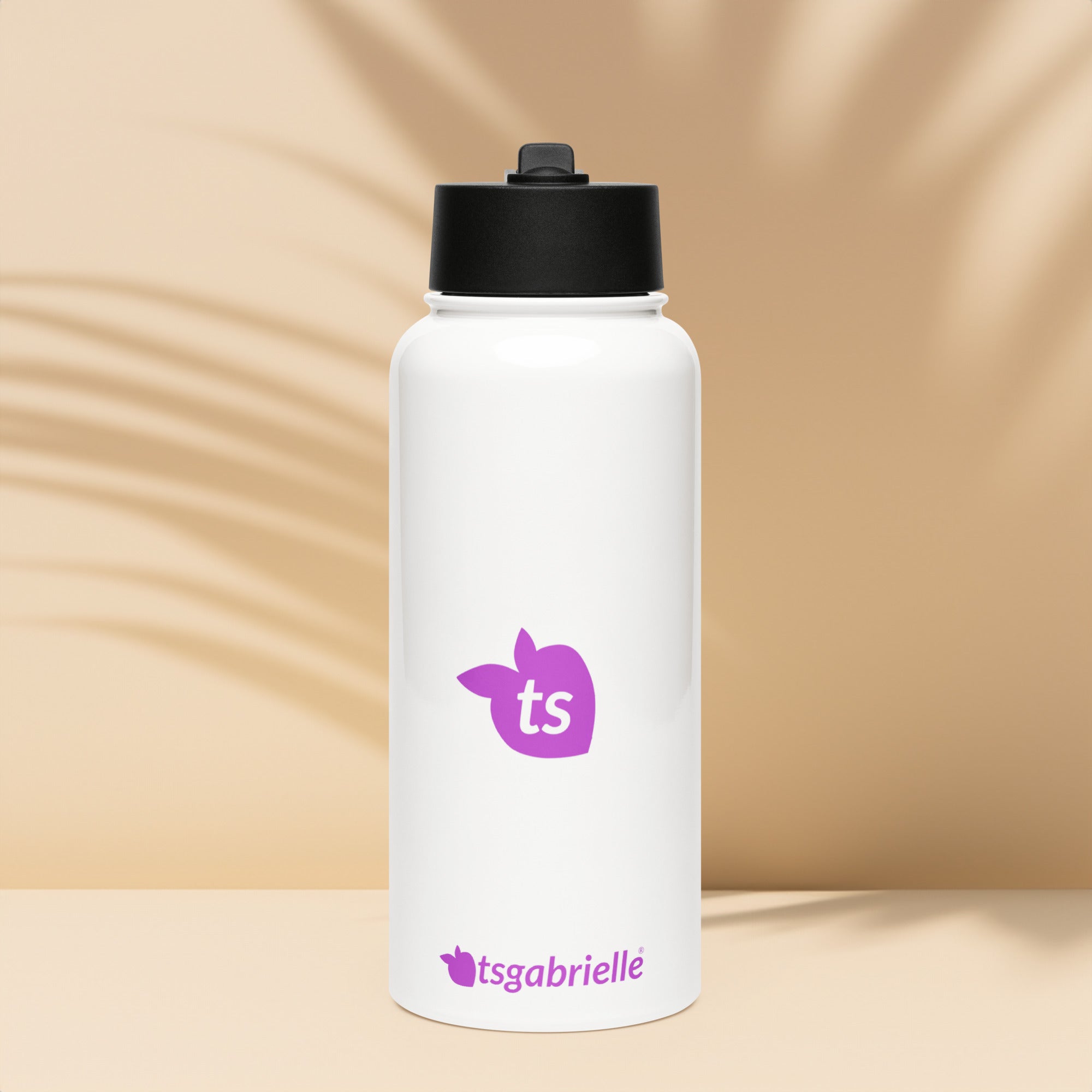 tsgabrielle® • Waterfles met rietje • Wit • Roestvrij staal • 32 oz
