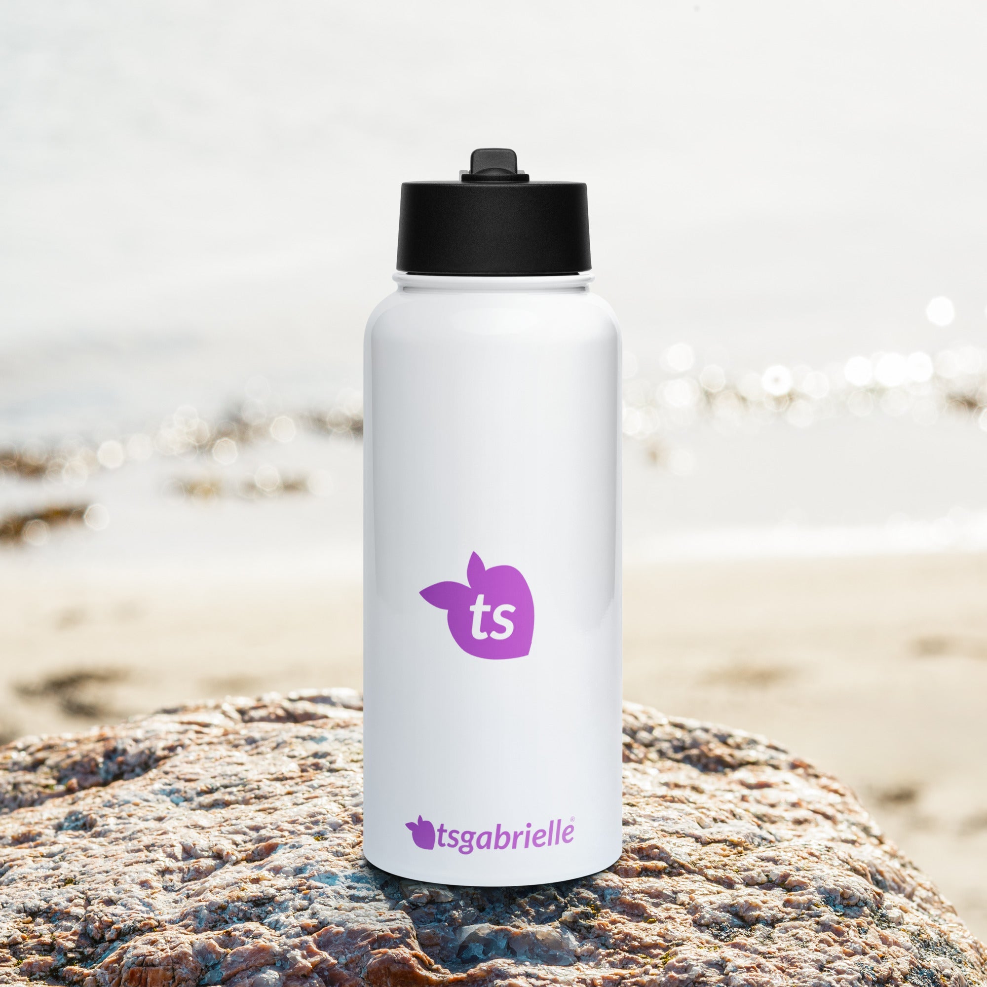 tsgabrielle® • Waterfles met rietje • Wit • Roestvrij staal • 32 oz