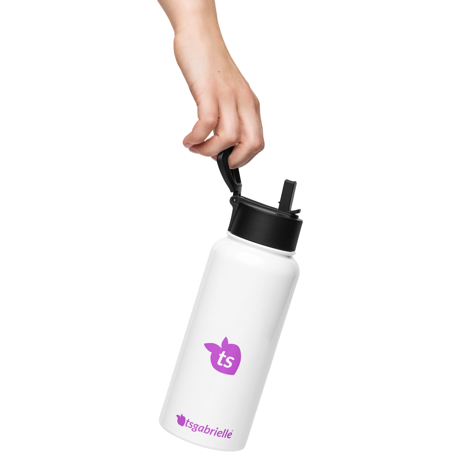 tsgabrielle® • Waterfles met rietje • Wit • Roestvrij staal • 32 oz