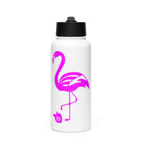 tsgabrielle® • Flamant Rose • Waterfles met rietje • Roestvrij staal • Wit • 32 oz