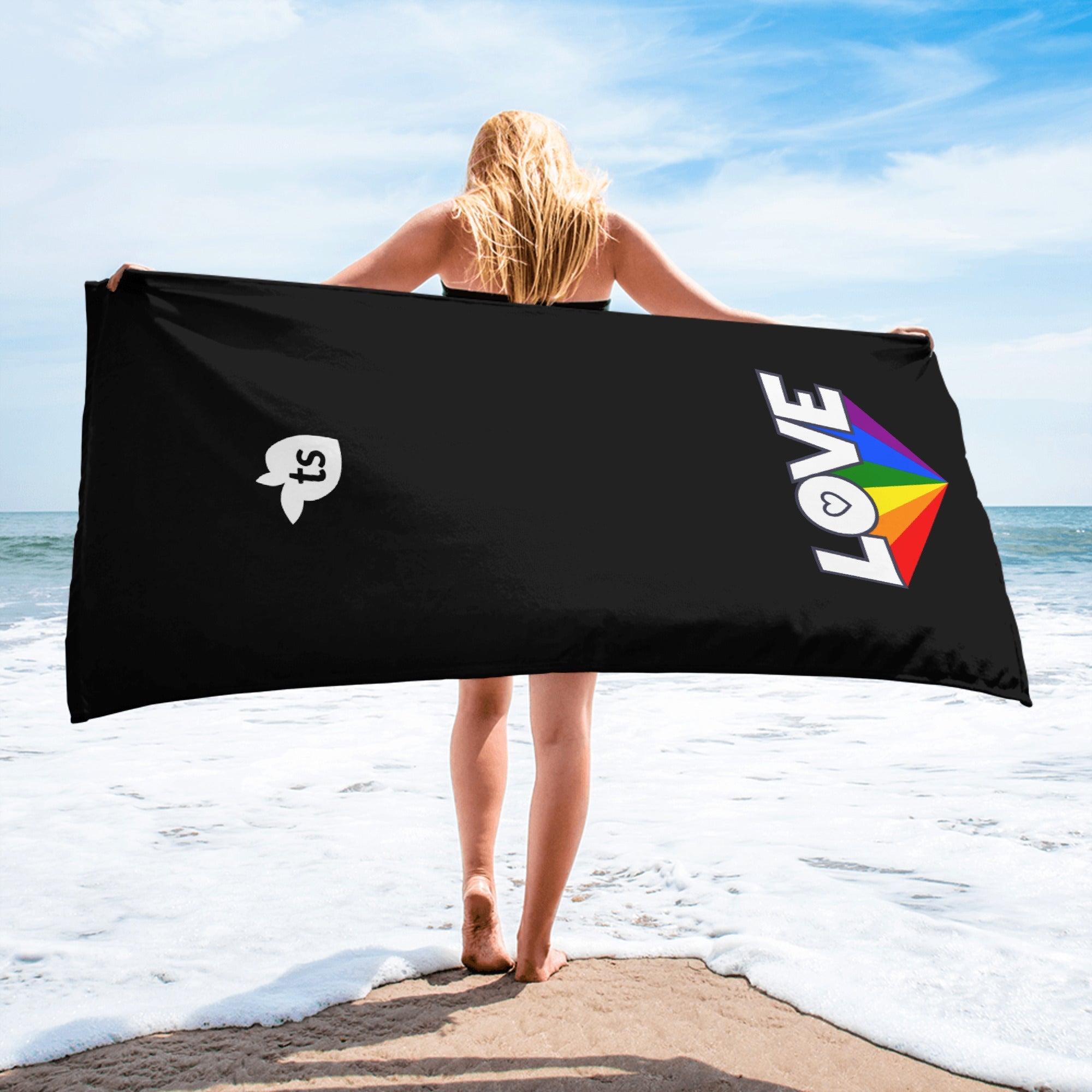 tsgabrielle® • Pride 25 - Love • Handdoek • Zwart • 76 x 152 cm