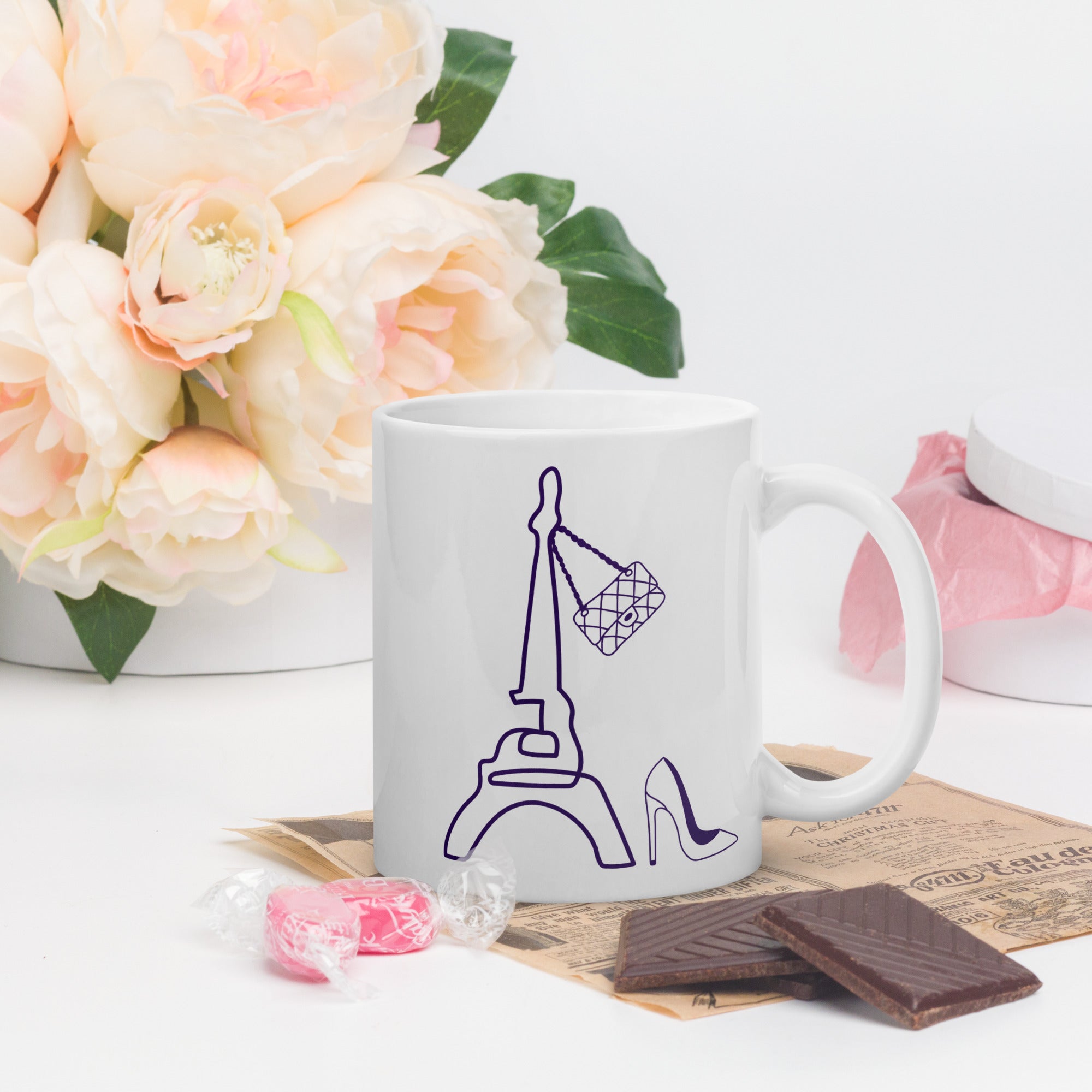 tsgabrielle® • Parijs - La Tour Eiffel • Glanzende mok • Wit • Keramiek • 11 oz
