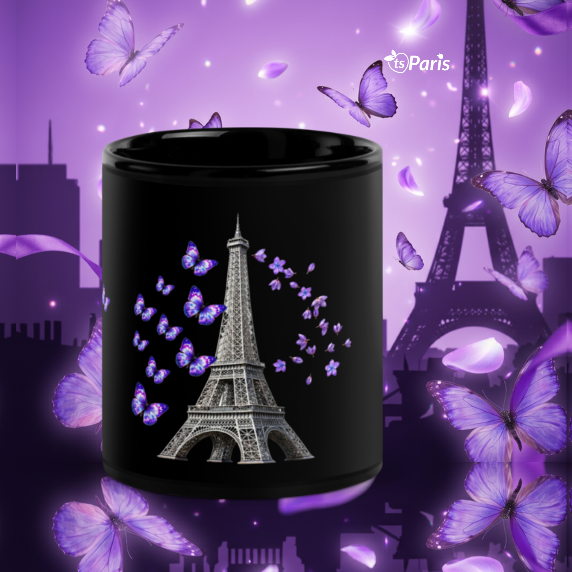 tsgabrielle® • Parijs - De Eiffeltoren • Glanzende Mok • Zwart • Keramiek • 2 Maten - Black - View 23