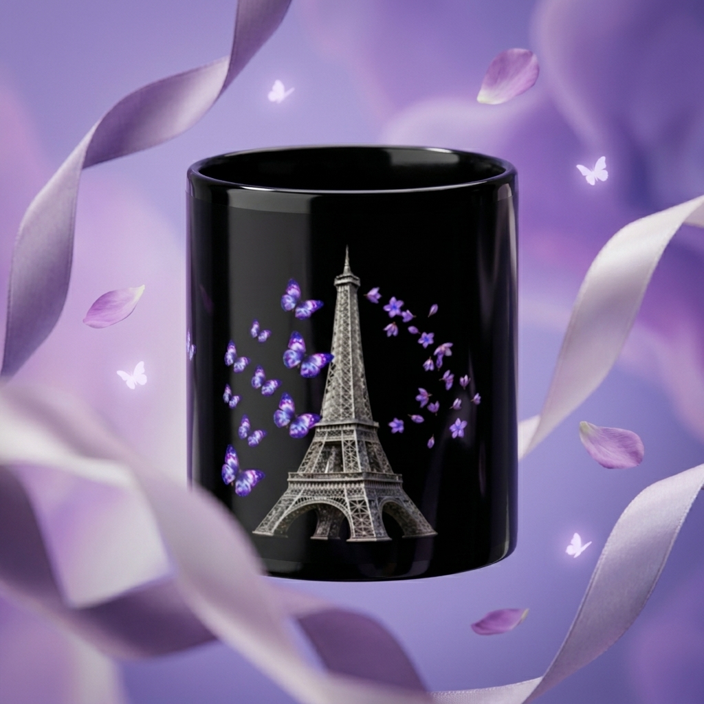 tsgabrielle® • Parijs - De Eiffeltoren • Glanzende Mok • Zwart • Keramiek • 2 Maten - View 7