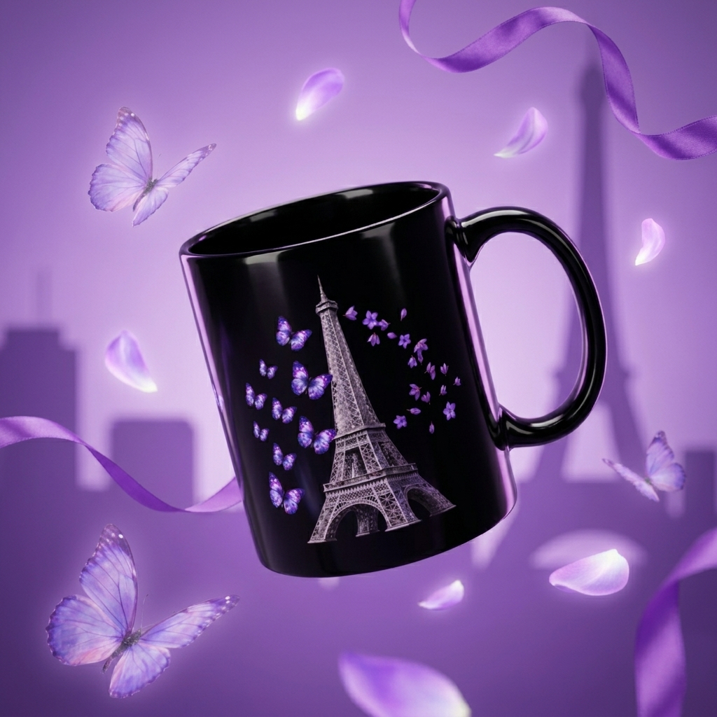 tsgabrielle® • Parijs - De Eiffeltoren • Glanzende Mok • Zwart • Keramiek • 2 Maten
