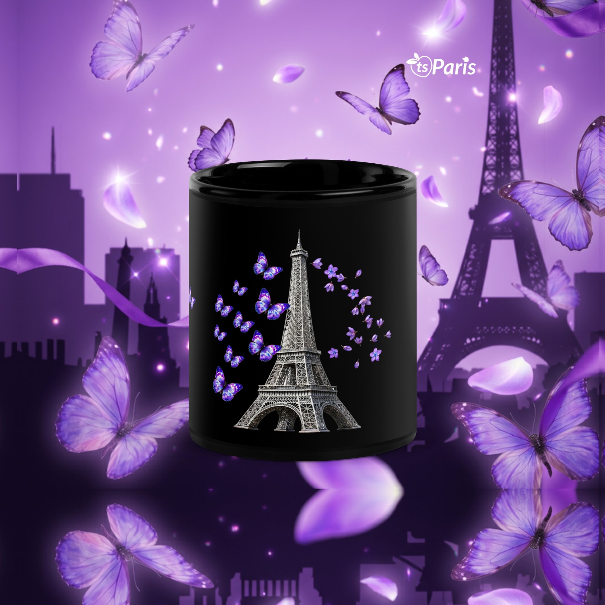 tsgabrielle® • Parijs - De Eiffeltoren • Glanzende Mok • Zwart • Keramiek • 2 Maten - Black - View 33