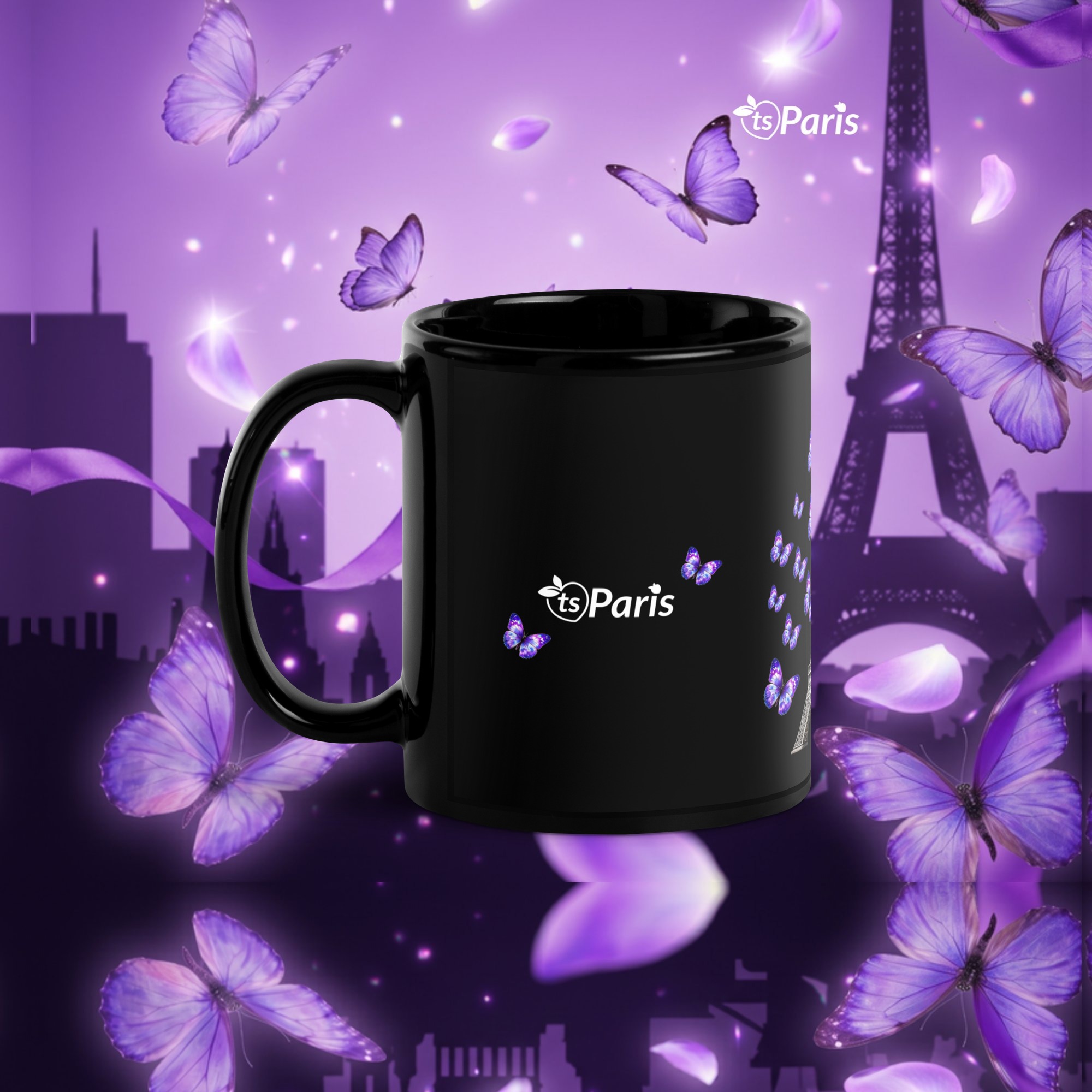 tsgabrielle® • Parijs - De Eiffeltoren • Glanzende Mok • Zwart • Keramiek • 2 Maten - Black - View 34