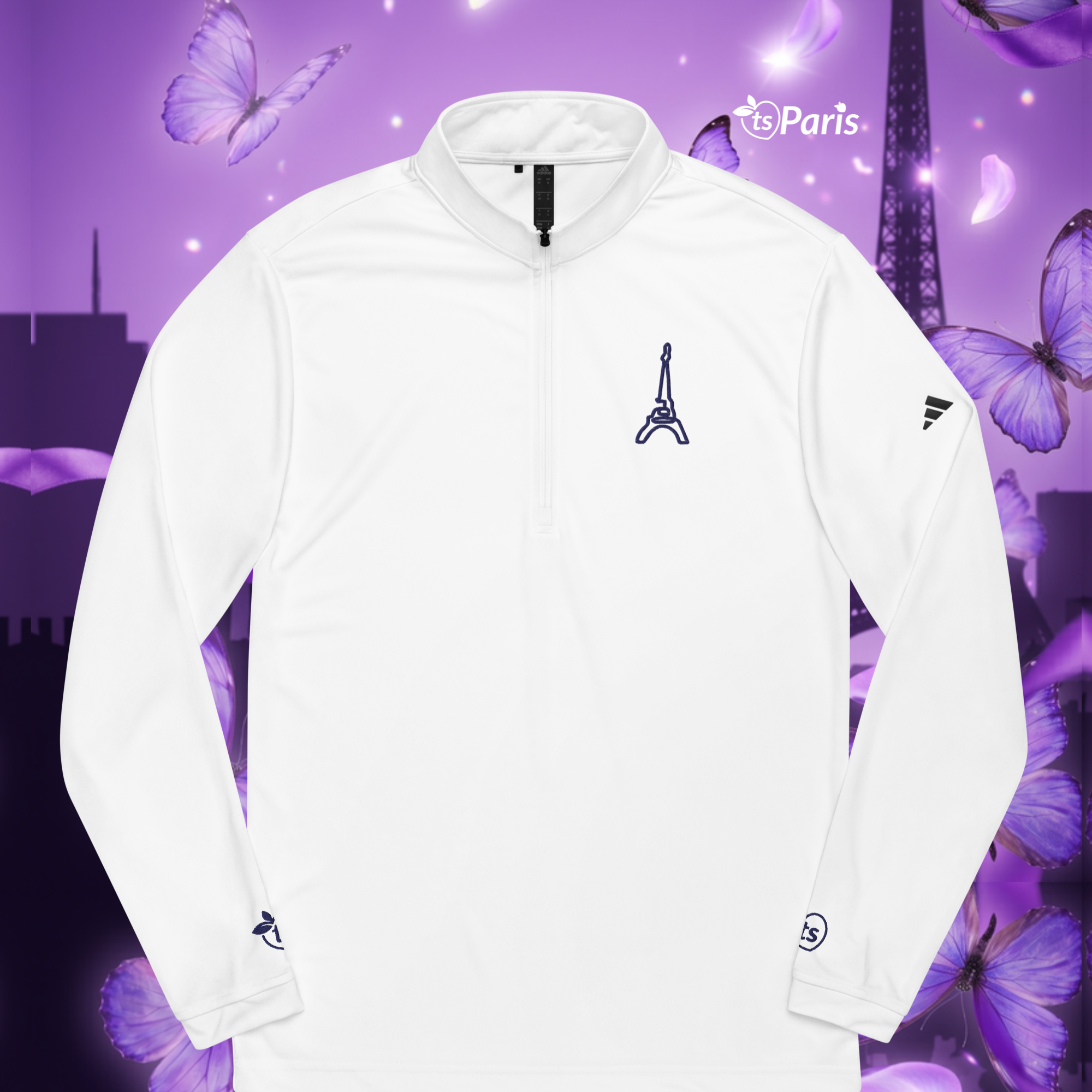 adidas® by tsgabrielle® • Men's • Paris - La Tour Eiffel • Quarter-zip pullover • Wit