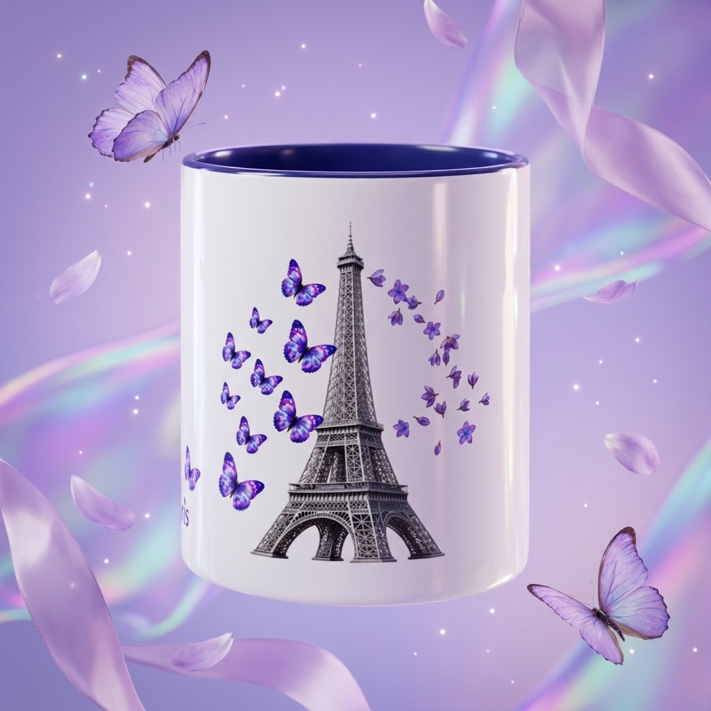 tsgabrielle® • Parijs - De Eiffeltoren • Mok met kleur binnenin • Keramiek • 11 oz - View 6