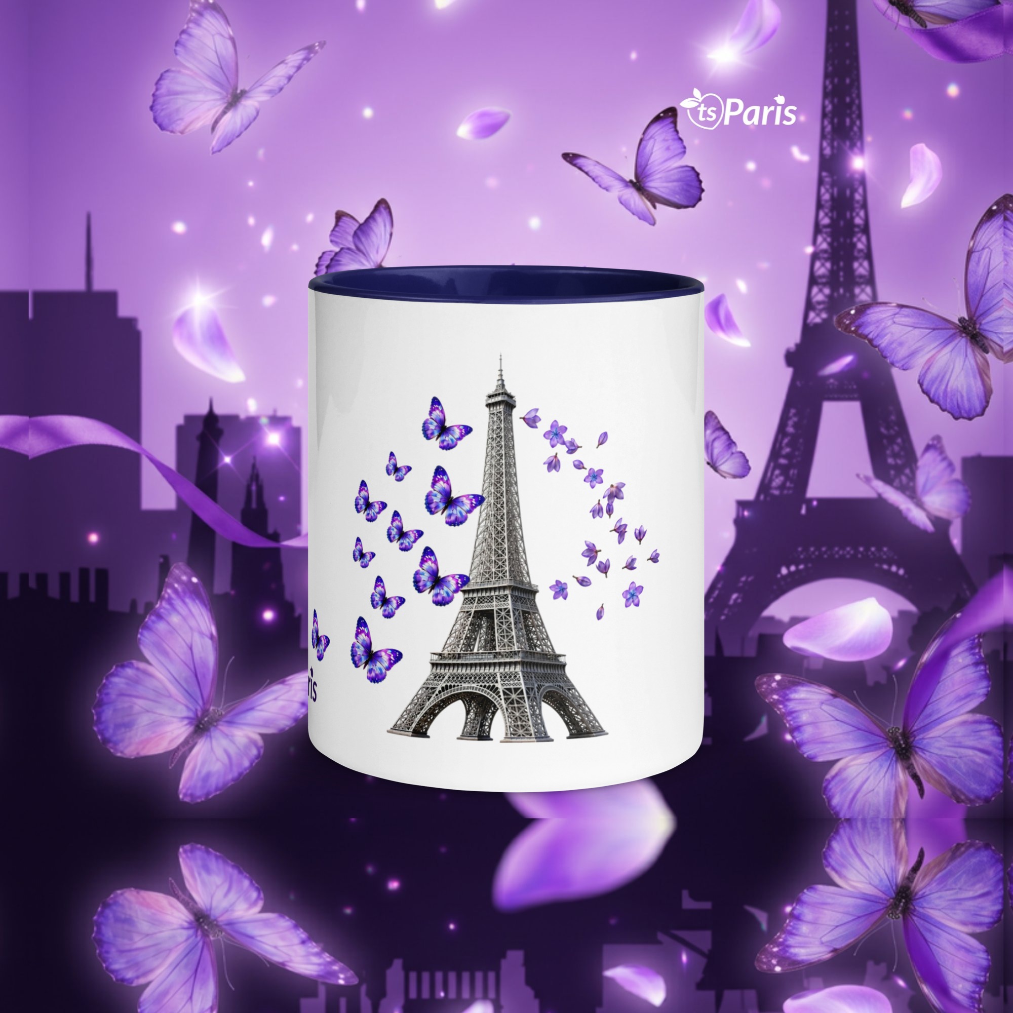 tsgabrielle® • Parijs - De Eiffeltoren • Mok met kleur binnenin • Keramiek • 11 oz - Dark Blue - View 10