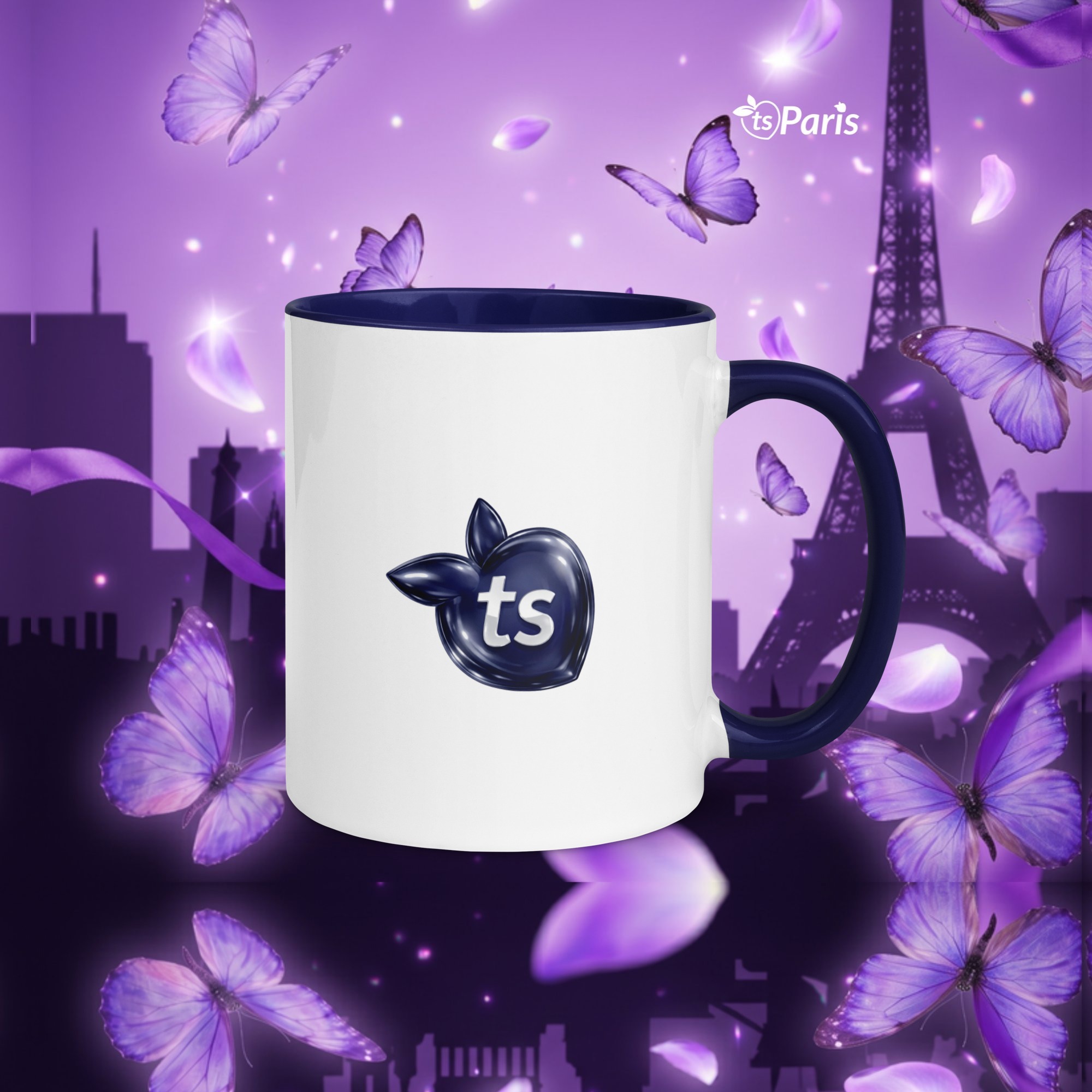 tsgabrielle® • Parijs - De Eiffeltoren • Mok met kleur binnenin • Keramiek • 11 oz - Dark Blue - View 11