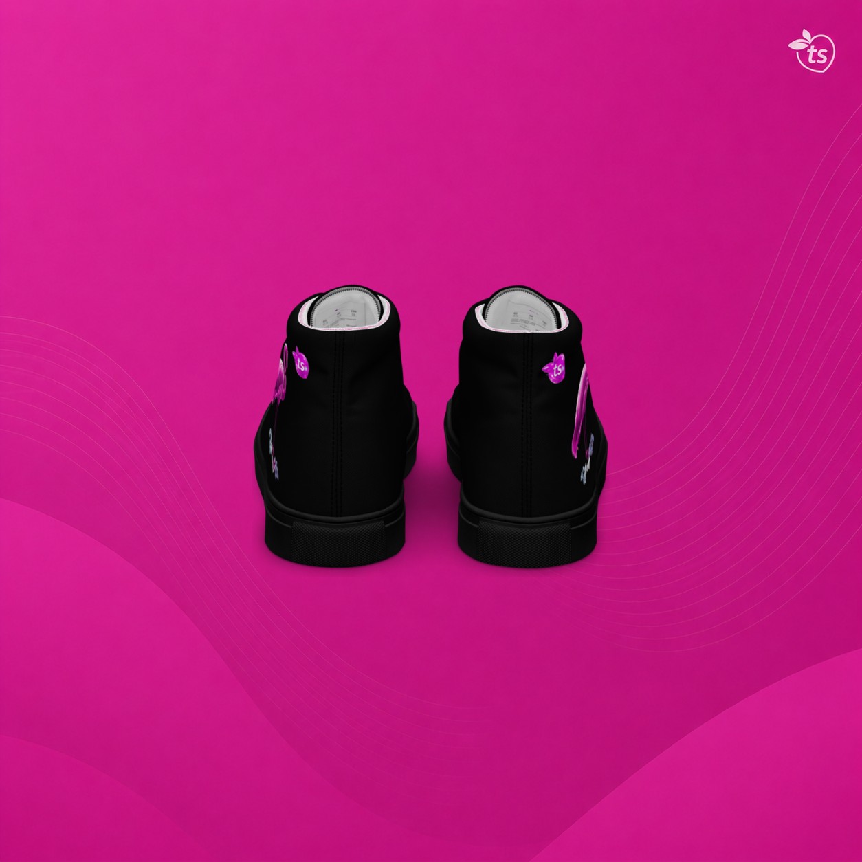 tsgabrielle® • Voor Hem • Flamant Rose • High Top Canvas Shoes • zwart
