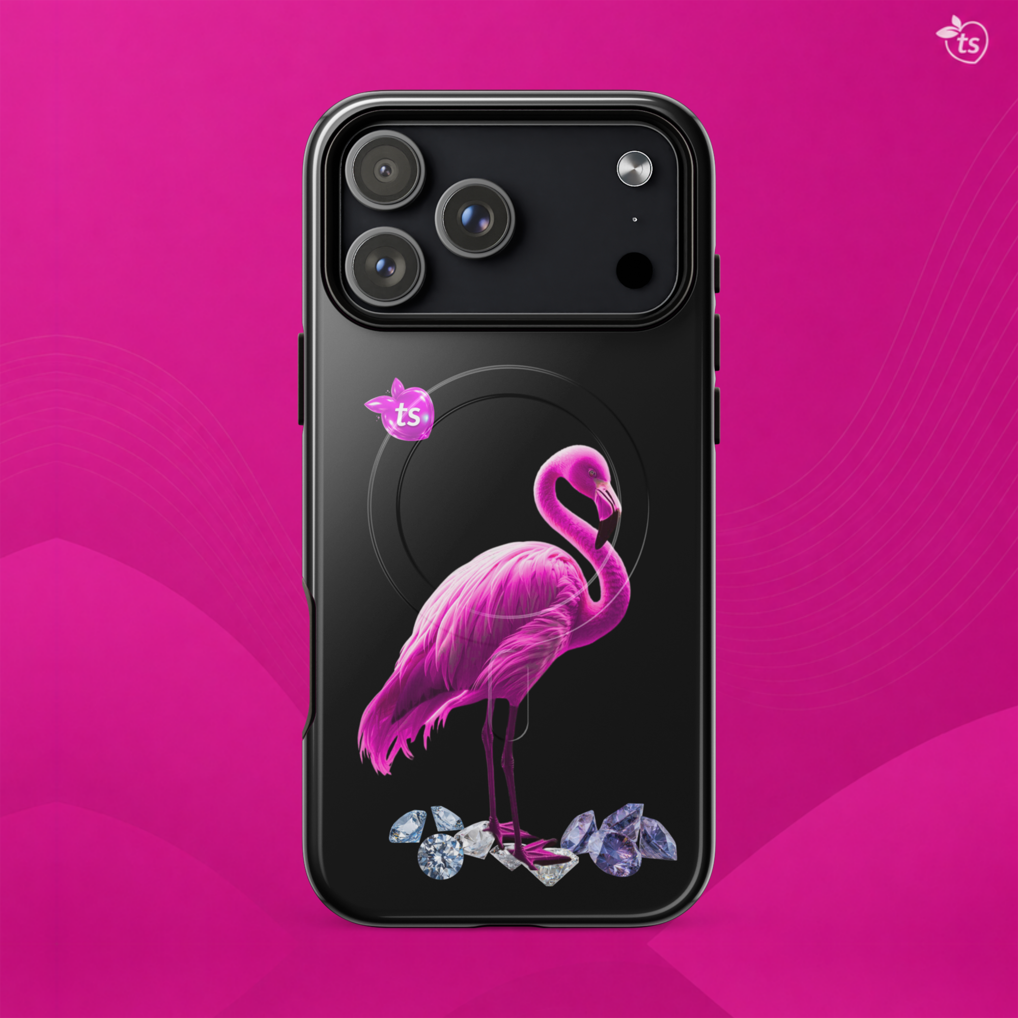 tsgabrielle® • Flamant Rose • stevige case compatibel met iPhone® • MagSafe® • nieuwste modellen
