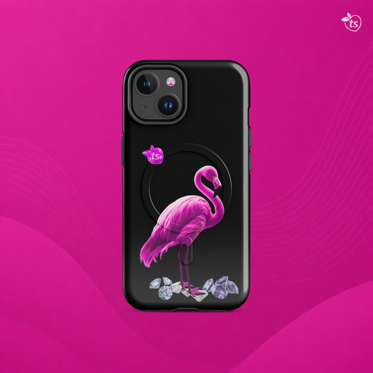 tsgabrielle® • Flamant Rose • stevige case compatibel met iPhone® • MagSafe® • nieuwste modellen