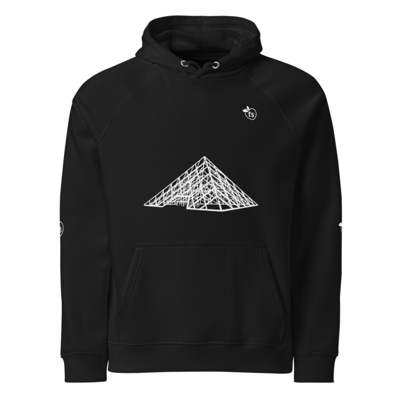 tsgabrielle® • Voor Hem • Paris - The Louvre Pyramid • Eco Raglan hoodie • zwart