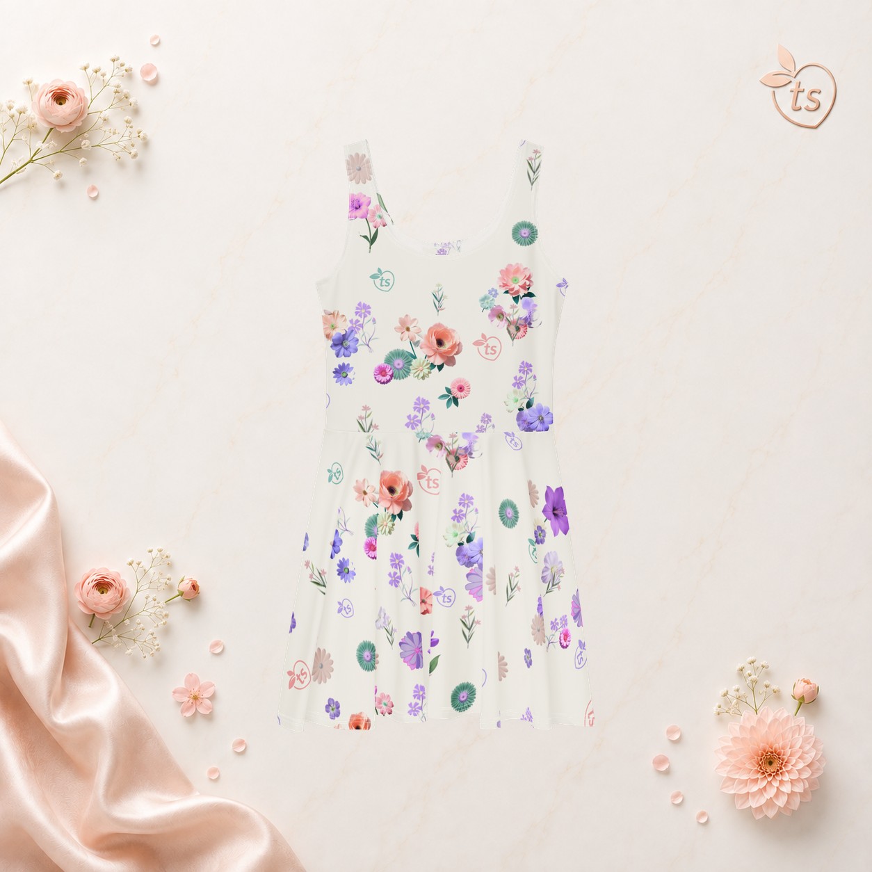 tsgabrielle® • Voor Haar • TransFLOWer™ • Skater Dress • wit