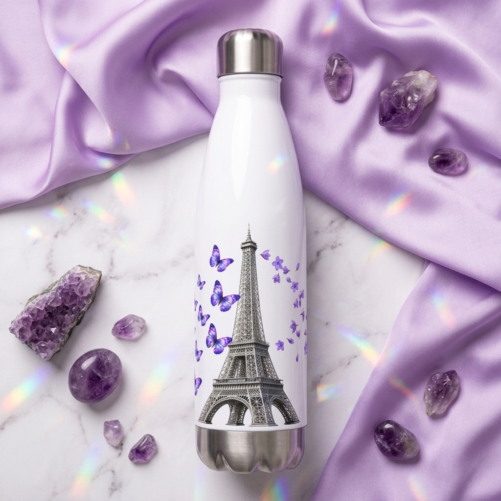 tsgabrielle® • Parijs - De Eiffeltoren • Waterfles • Wit • Roestvrij staal • 17 oz - 500ml - View 13