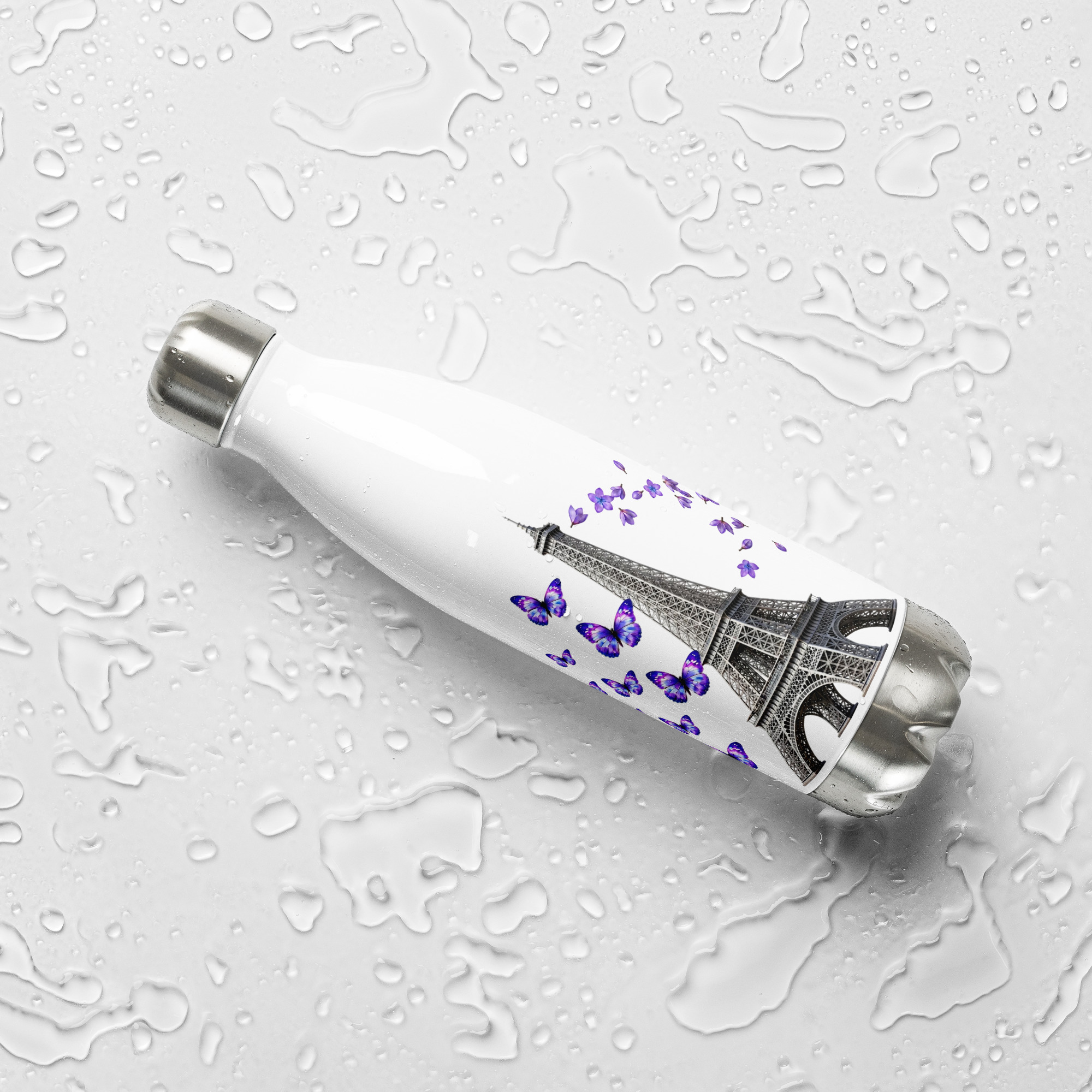 tsgabrielle® • Parijs - De Eiffeltoren • Waterfles • Wit • Roestvrij staal • 17 oz - 500ml - View 9