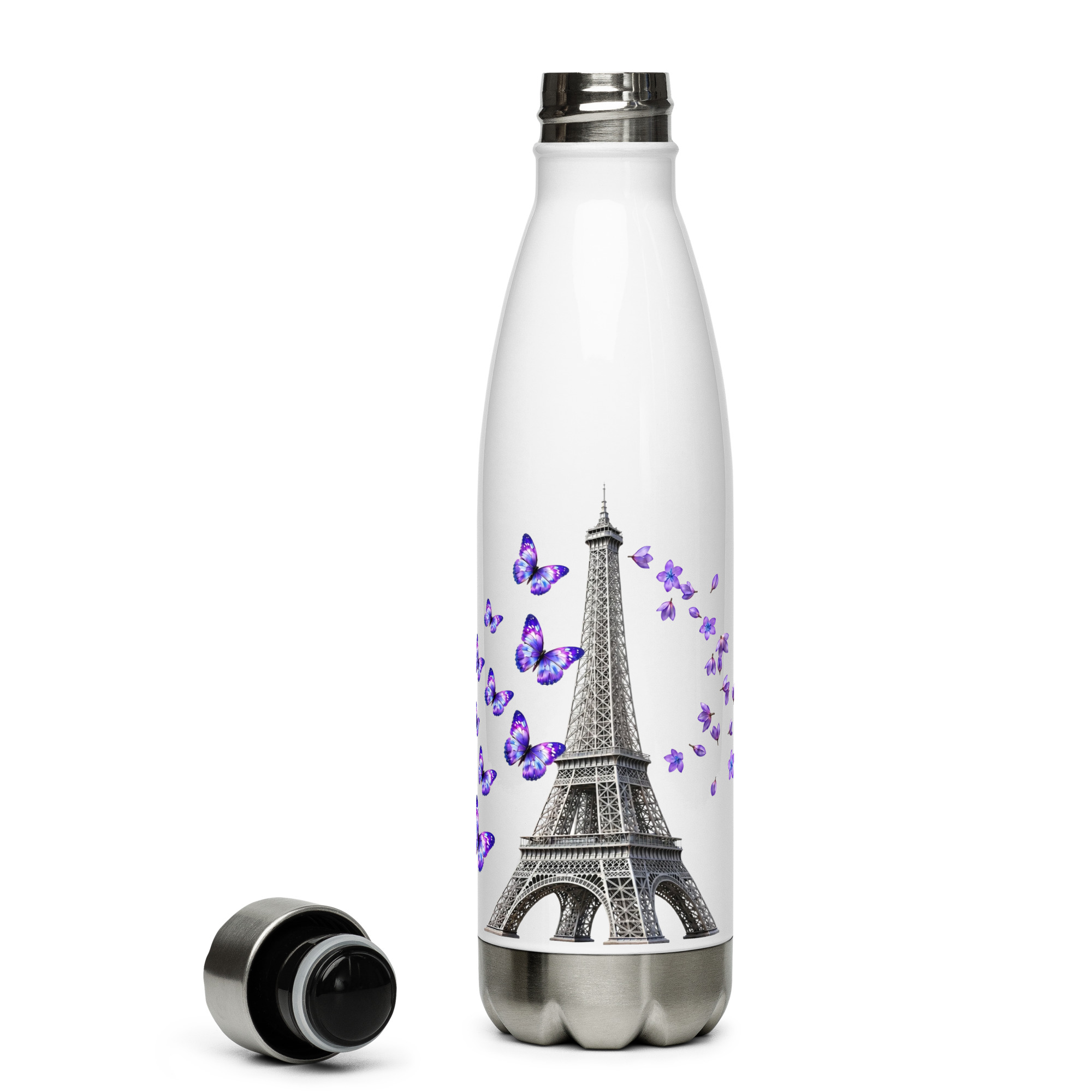 tsgabrielle® • Parijs - De Eiffeltoren • Waterfles • Wit • Roestvrij staal • 17 oz - 500ml - View 2
