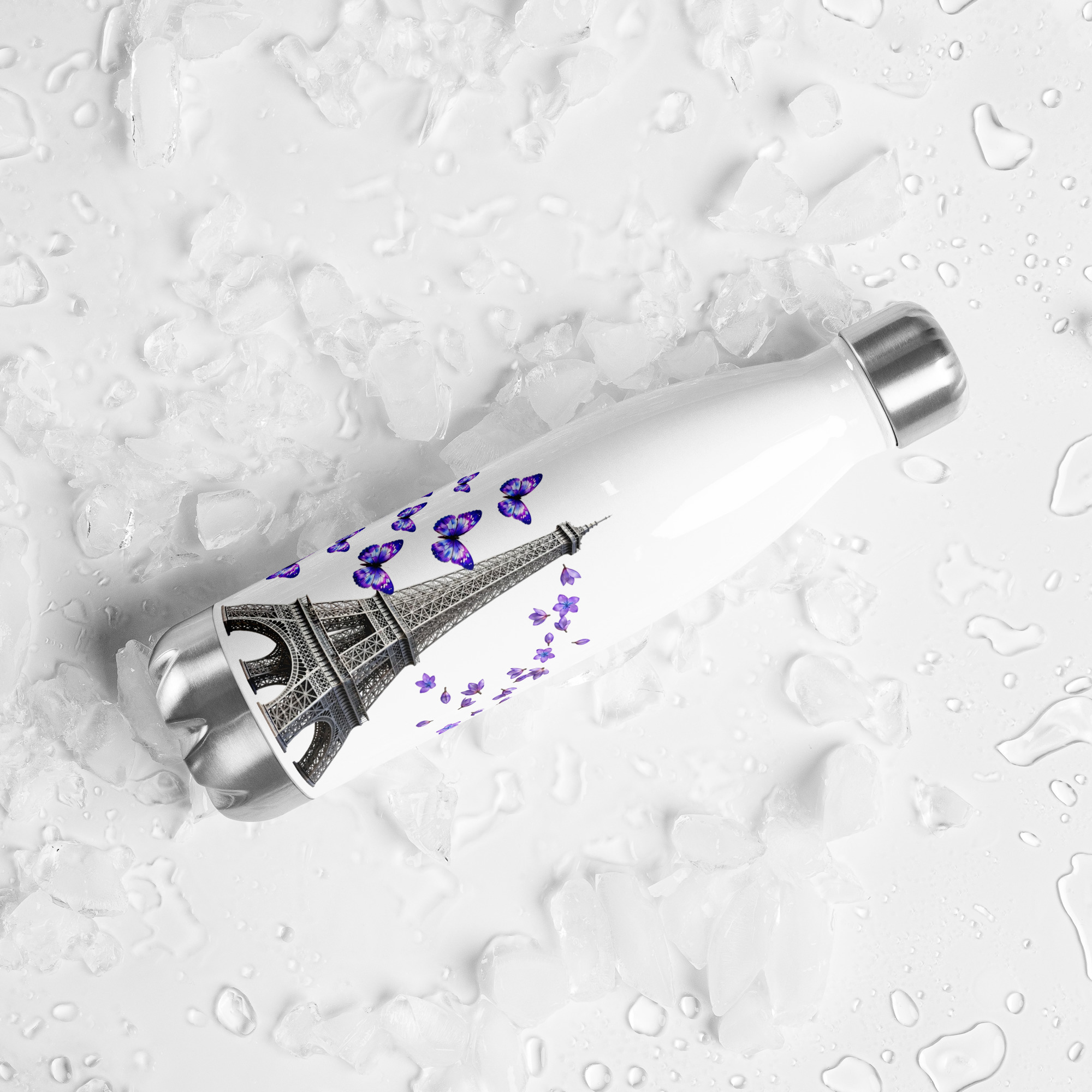 tsgabrielle® • Parijs - De Eiffeltoren • Waterfles • Wit • Roestvrij staal • 17 oz - 500ml - View 8
