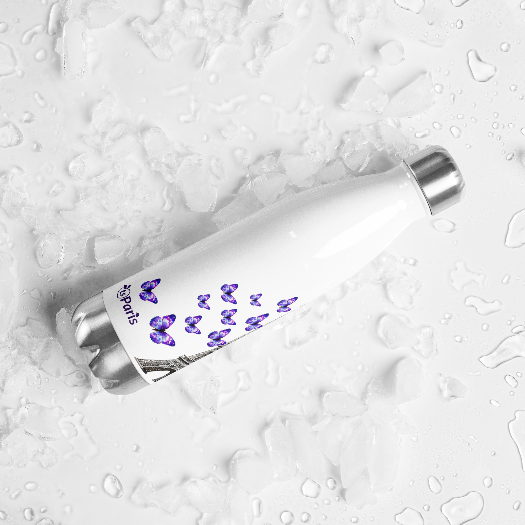 tsgabrielle® • Parijs - De Eiffeltoren • Waterfles • Wit • Roestvrij staal • 17 oz - 500ml - View 12