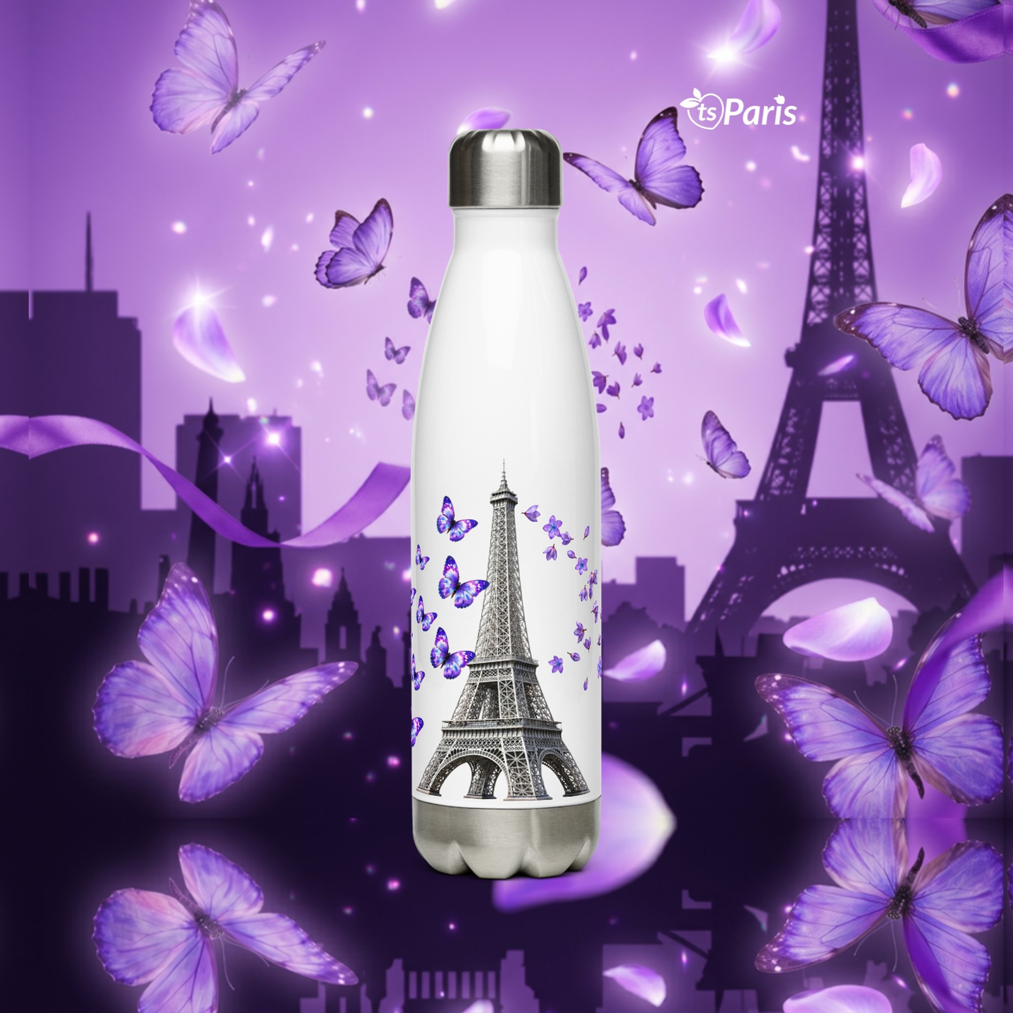 tsgabrielle® • Parijs - De Eiffeltoren • Waterfles • Wit • Roestvrij staal • 17 oz - 500ml - White - View 15