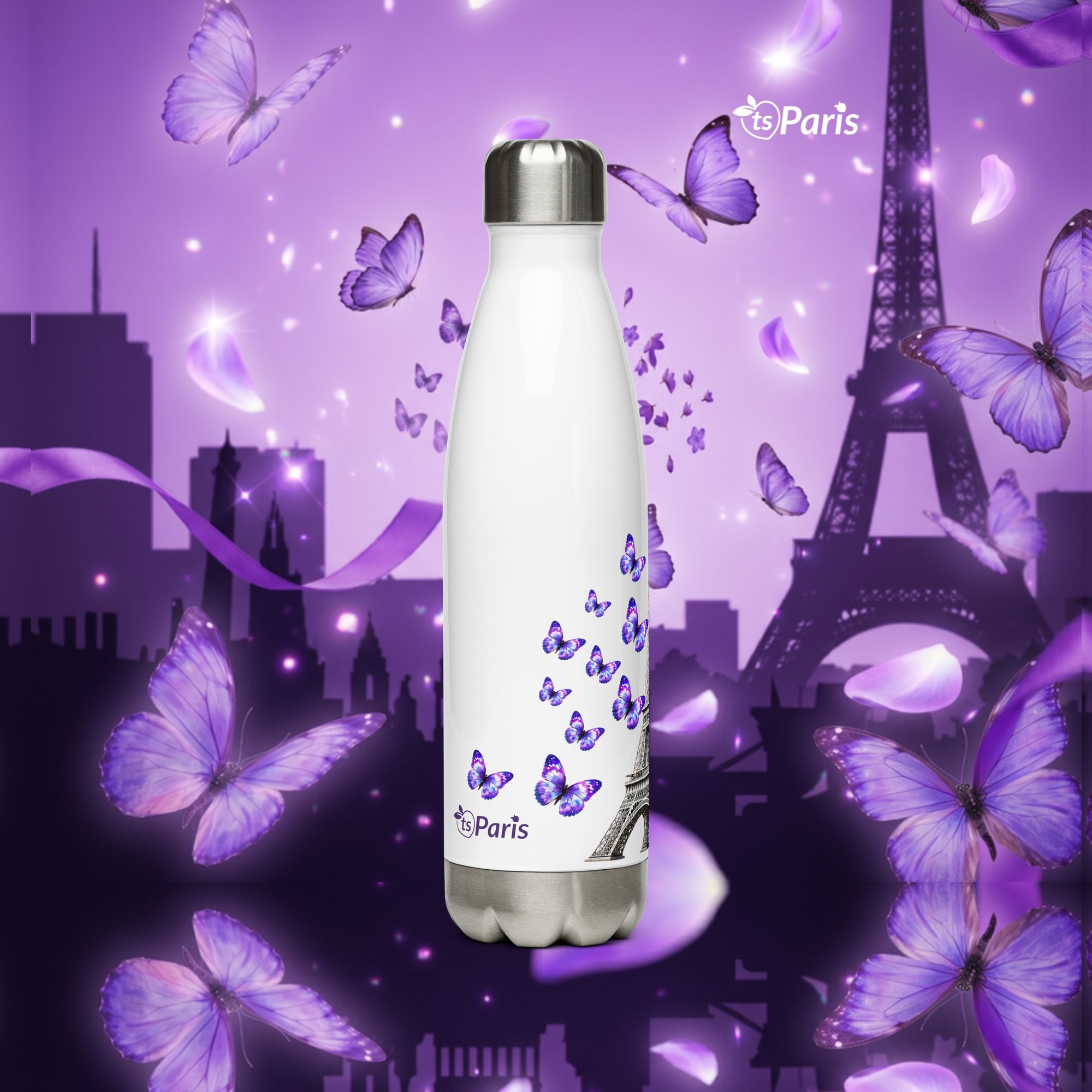 tsgabrielle® • Parijs - De Eiffeltoren • Waterfles • Wit • Roestvrij staal • 17 oz - 500ml - White - View 16