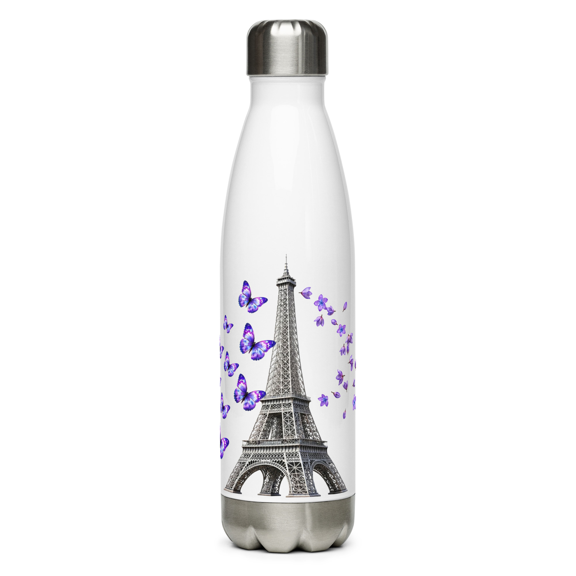 tsgabrielle® • Parijs - De Eiffeltoren • Waterfles • Wit • Roestvrij staal • 17 oz - 500ml