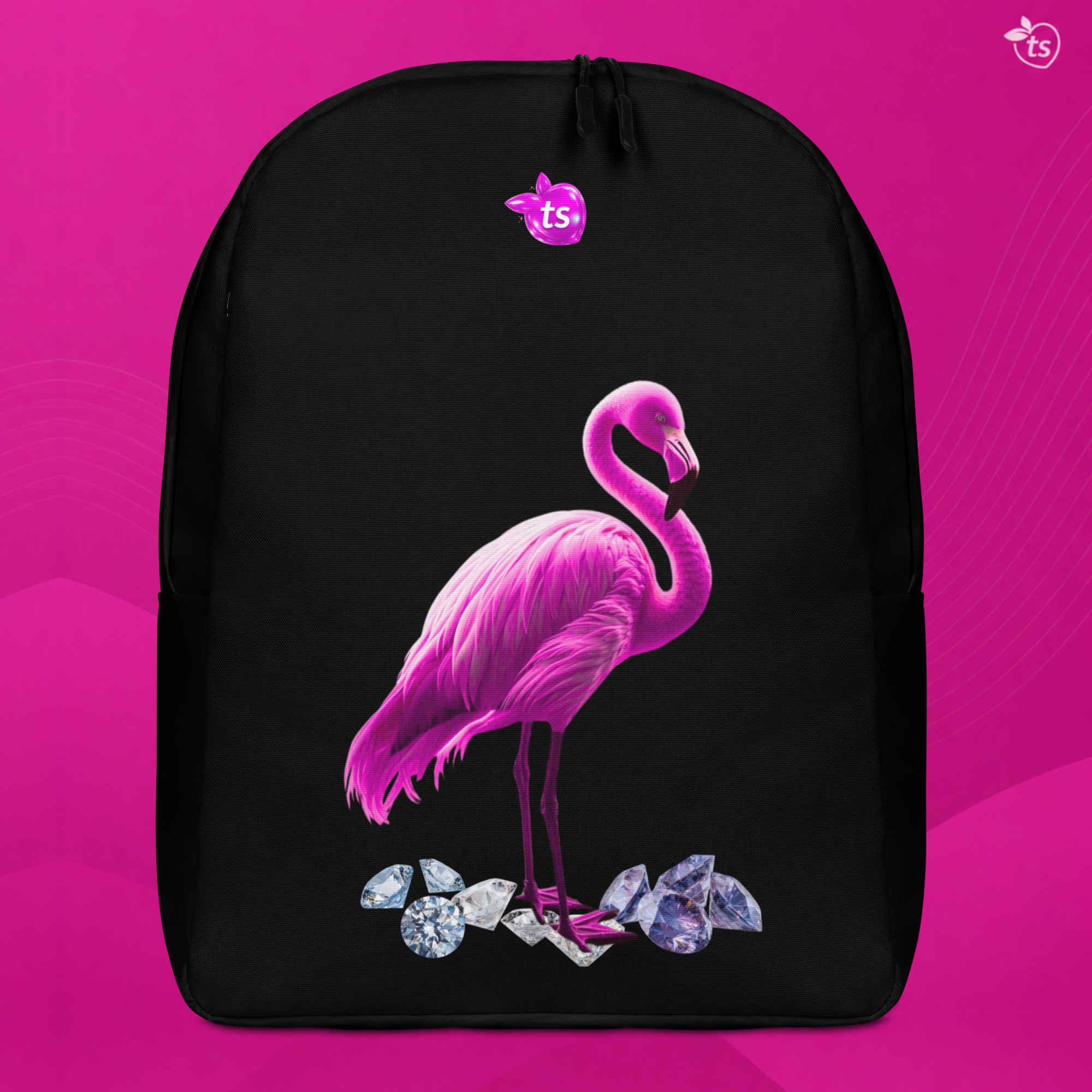 tsgabrielle® • Flamant Roze • Minimalistische Rugzak • Zwart