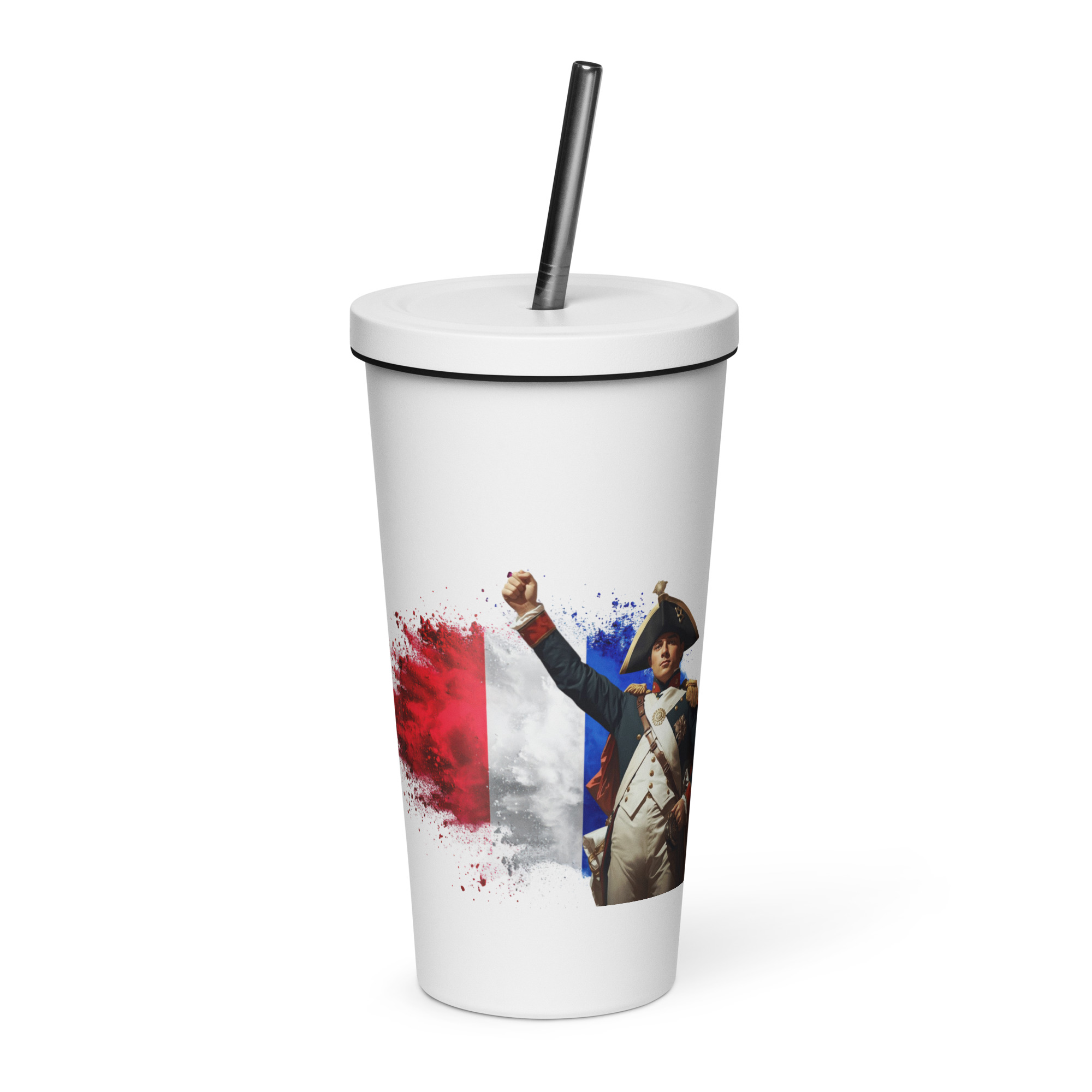 tsgabrielle® • Parijs - Napoleon Bonaparte • Thermosbeker • Roestvrij staal • Wit • 20 oz • De Franse Trans-Touch