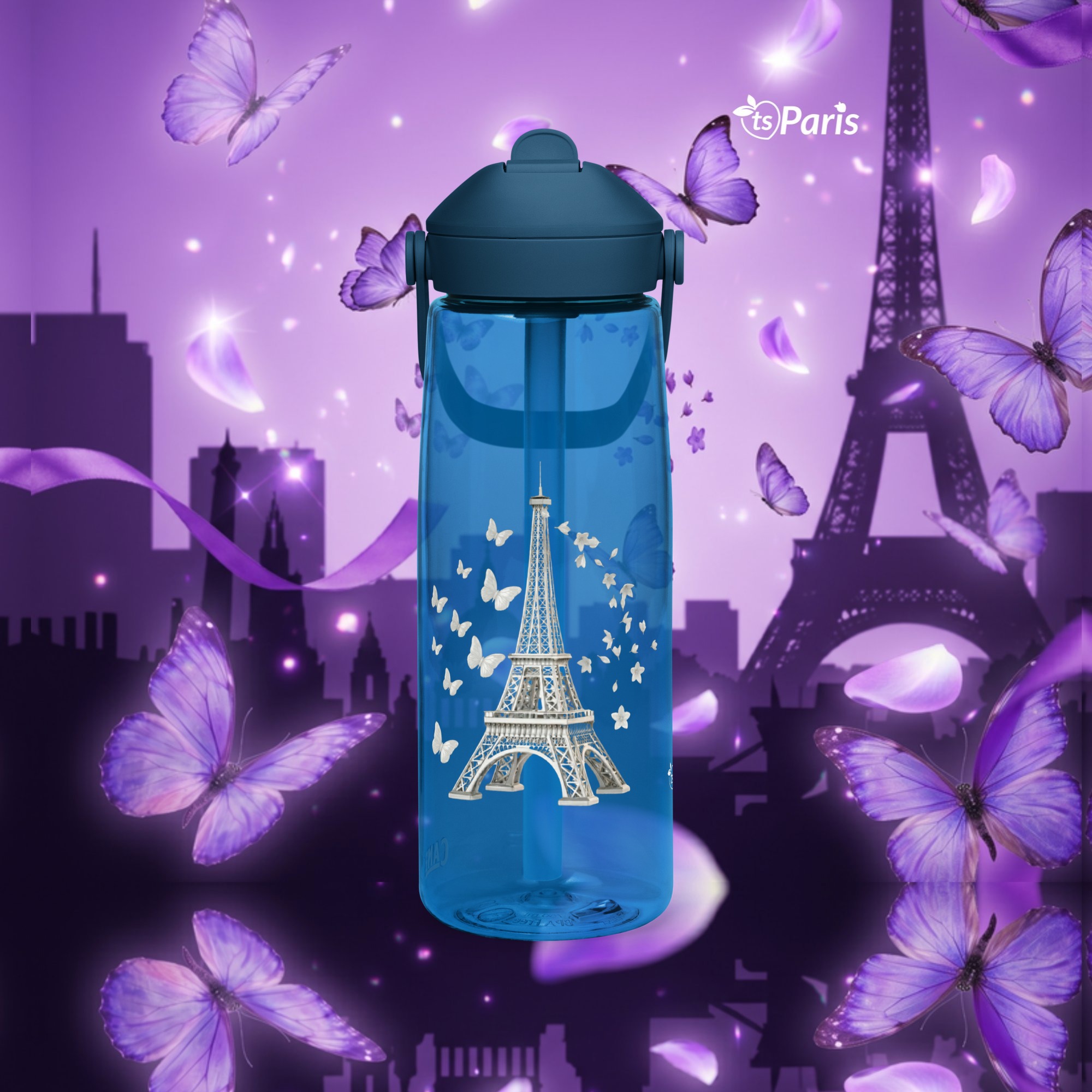 CamelBak® Eddy® by tsgabrielle® • Paris - La Tour Eiffel • Sportwaterfles • Flip Straw • 3 kleuren • 25 oz - Oxford Blue - View 4